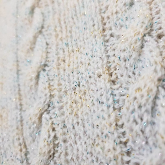 Vintage Cable Knit Sweater • Rainbow Cotton Candy Fibers • Like New • Med/Large - Picture 2 of 5